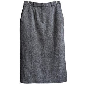 VTG David Hollis Gray Tweed Wool Blend Midi Pencil Skirt Career Office Retro 10P